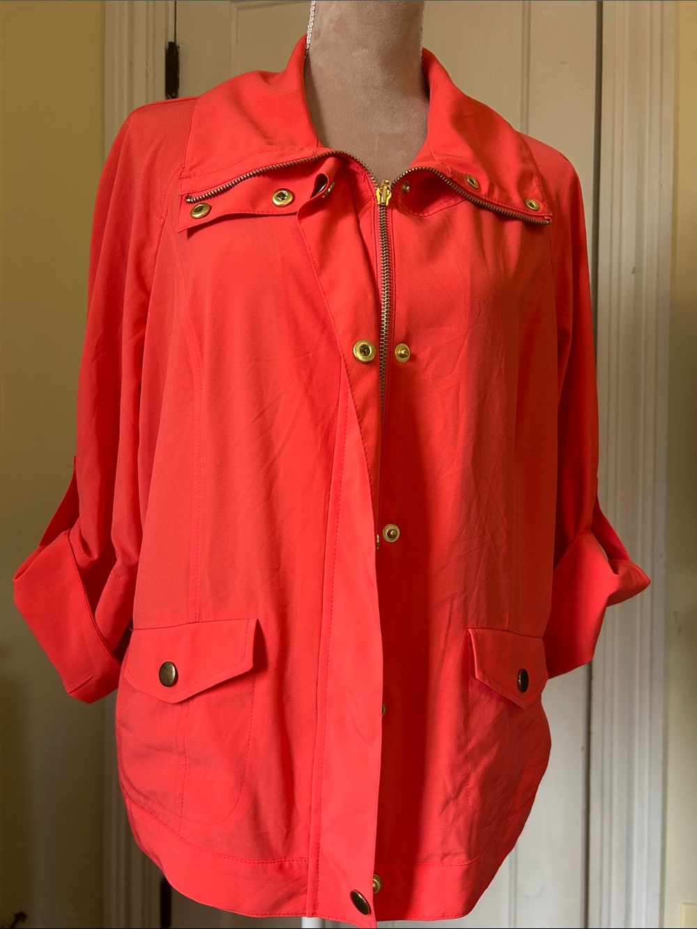 JM Collection Coral Utility Jacket with Gold Hardware size 16